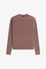 Fred Perry Chenille Rib Women’s Jumper Dark Pink HIZUF8692