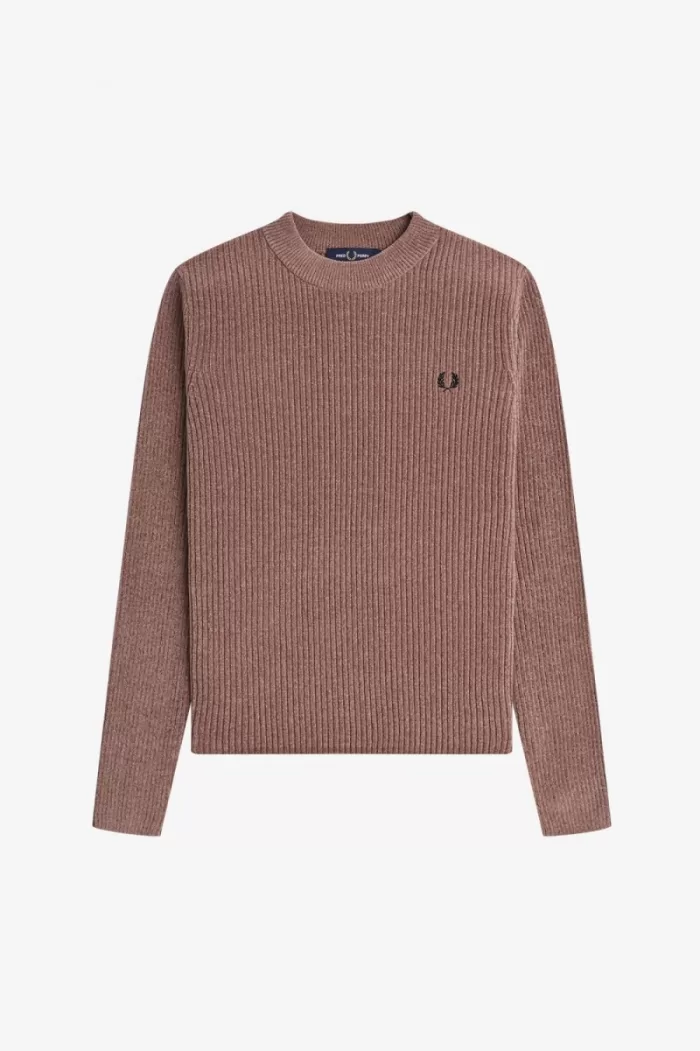 Fred Perry Chenille Rib Women’s Jumper Dark Pink HIZUF8692