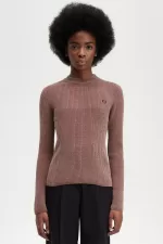 Fred Perry Chenille Rib Women’s Jumper Dark Pink HIZUF8692