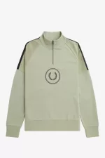 Fred Perry Circle Branding Half-Zip Men’s Sweatshirts Mint MJIYA6042