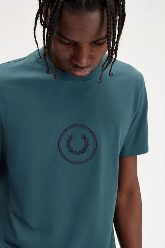 Fred Perry Circle Branding Men’s T-Shirt Petrol Blue NFEMC3485