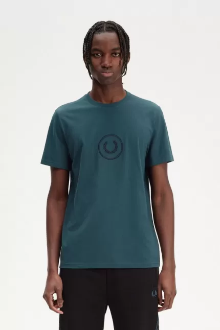 Fred Perry Circle Branding Men’s T-Shirt Petrol Blue NFEMC3485