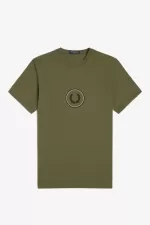 Fred Perry Circle Branding Men’s T-Shirt Uniform Green Black MVXIR9765