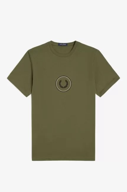 Fred Perry Circle Branding Men’s T-Shirt Uniform Green Black MVXIR9765