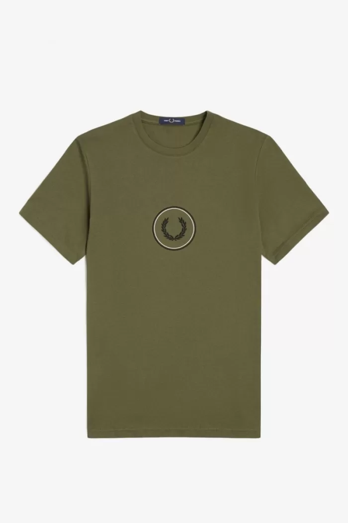 Fred Perry Circle Branding Men’s T-Shirt Uniform Green Black MVXIR9765