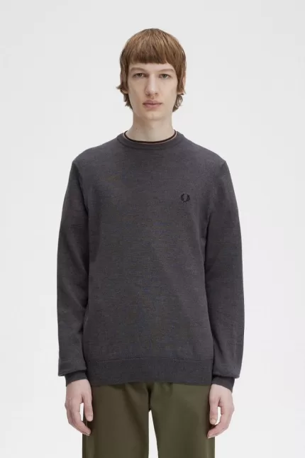 Fred Perry Classic Crew Neck Men’s Jumper Dark Grey Marl ARXDU3759