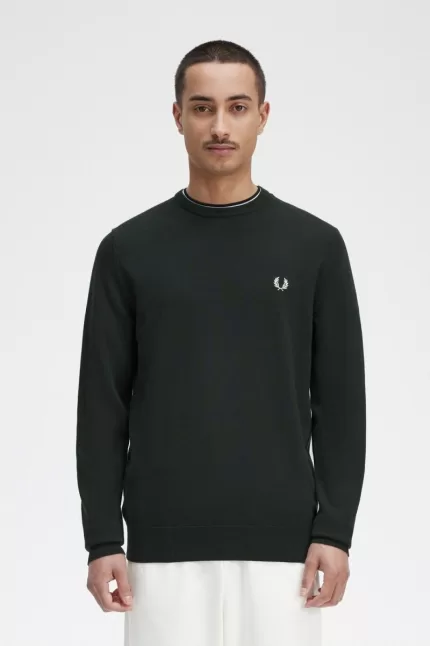 Fred Perry Classic Crew Neck Men’s Jumper Night Green MUHAB9830