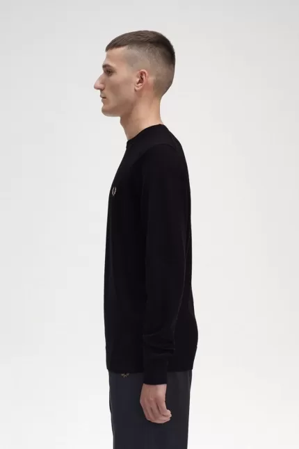 Fred Perry Classic Crew Neck Men’s Jumper Black ELWFK0689