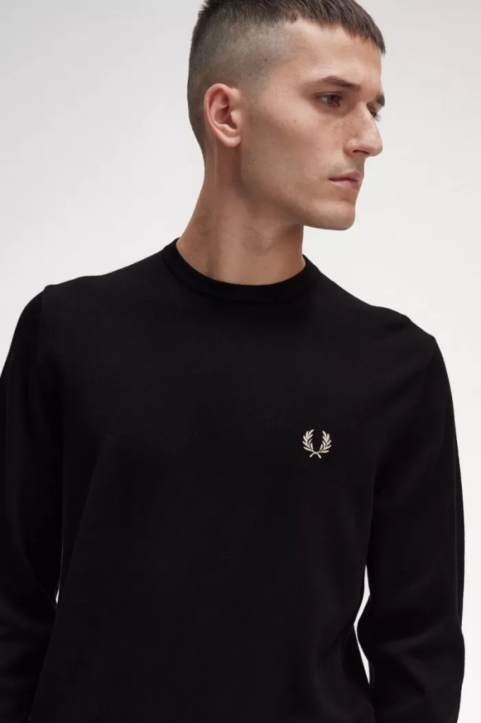 Fred Perry Classic Crew Neck Men’s Jumper Black ELWFK0689