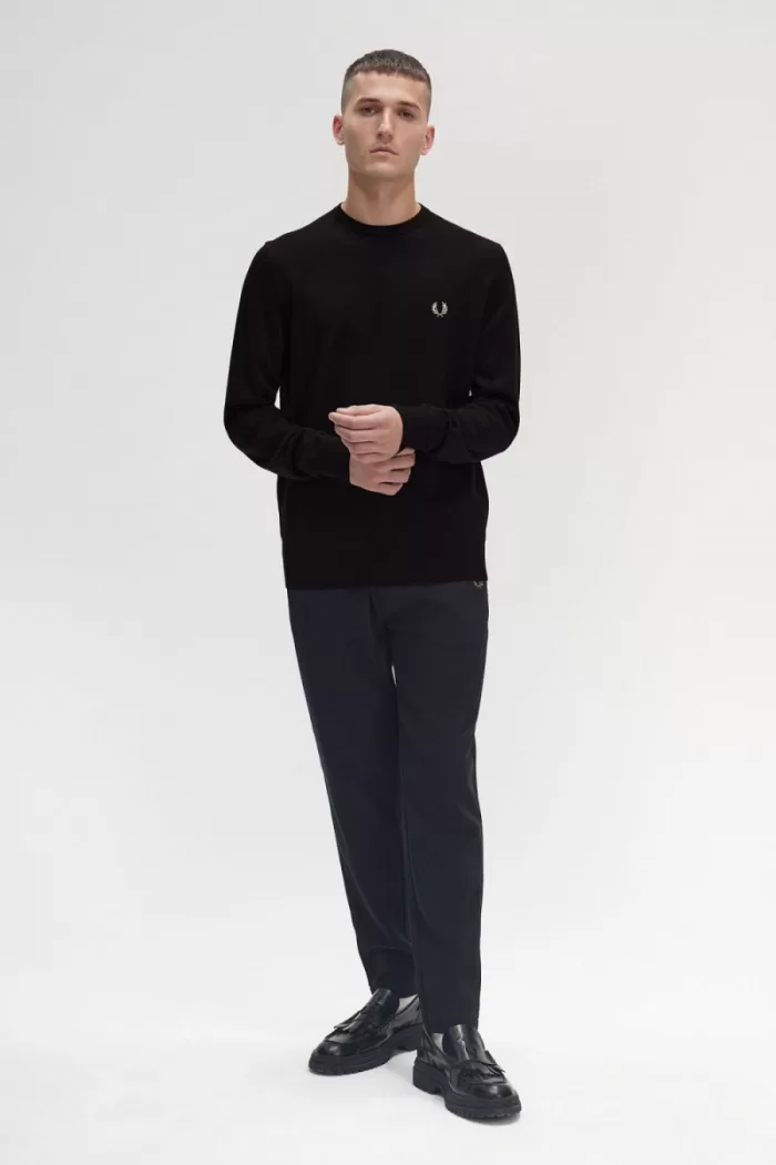 Fred Perry Classic Crew Neck Men’s Jumper Black ELWFK0689