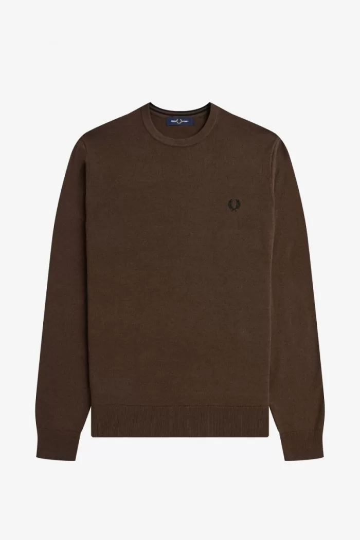 Fred Perry Classic Crew Neck Men’s Jumper Burnt Tobacco WCTSG3947