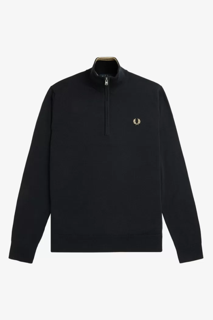 Fred Perry Classic Half Zip Men’s Jumper Black KJLQS0637