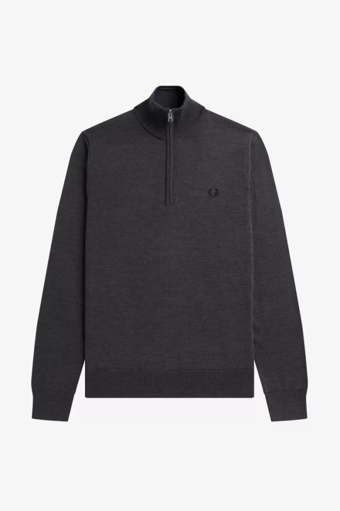 Fred Perry Classic Half Zip Men’s Jumper Dark Grey Marl VCJDX1735