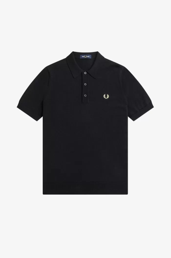 Fred Perry Classic Knitted Men’s Shirt Black BQWXV2831