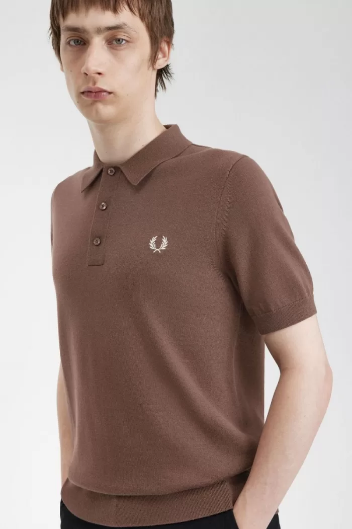 Fred Perry Classic Knitted Men’s Shirt Dark Red HITPY7629