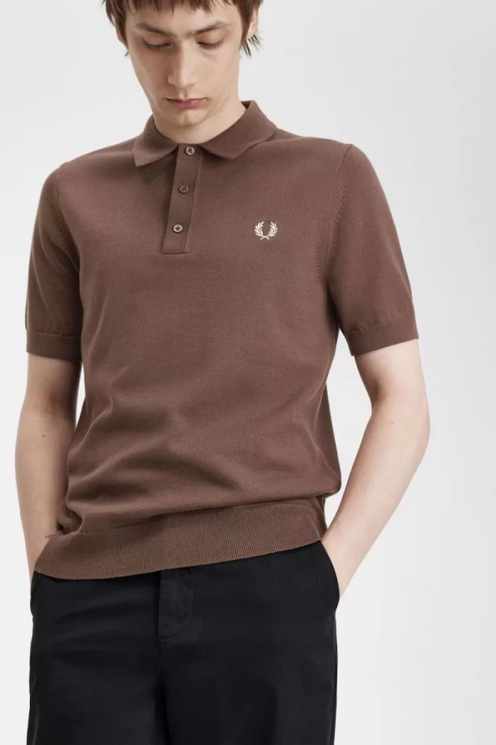 Fred Perry Classic Knitted Men’s Shirt Dark Red HITPY7629