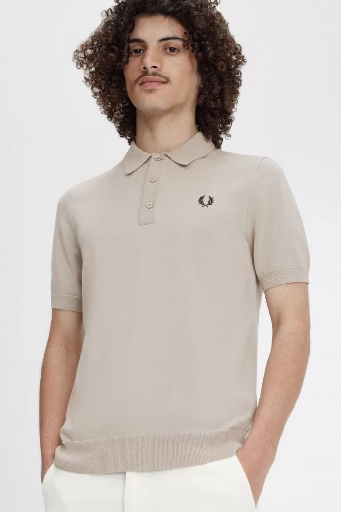 Fred Perry Classic Knitted Men’s Shirt Dark Oatmeal TVPWB1072