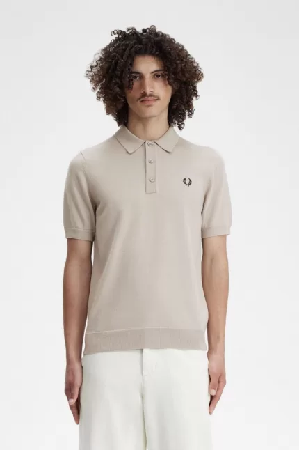 Fred Perry Classic Knitted Men’s Shirt Dark Oatmeal TVPWB1072