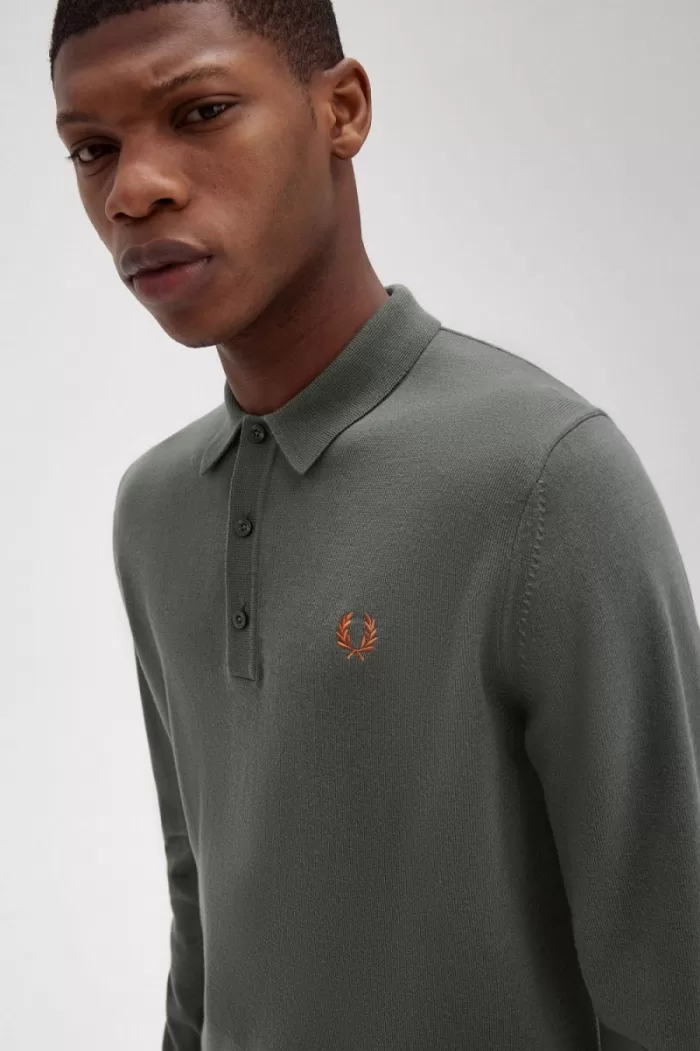 Fred Perry Classic Knitted Men’s Shirt Field Green KHVQS6549