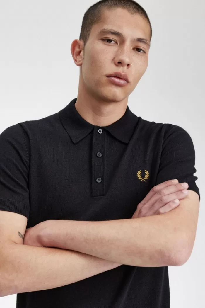 Fred Perry Classic Knitted Men’s Shirt Navy JCBYE7594