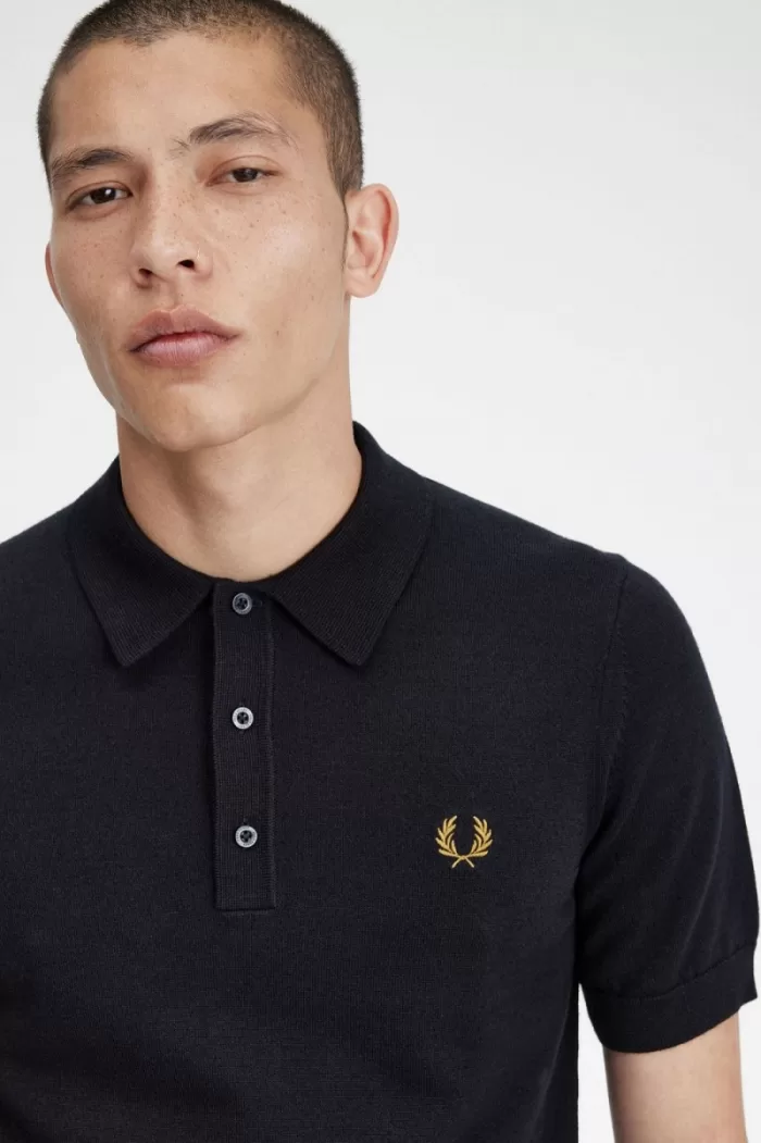 Fred Perry Classic Knitted Men’s Shirt Navy JCBYE7594