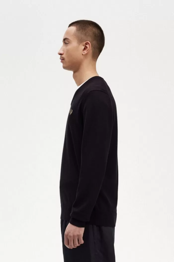 Fred Perry Classic V-Neck Men’s Jumper Black YCVQP0698