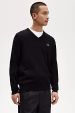 Fred Perry Classic V-Neck Men’s Jumper Black YCVQP0698