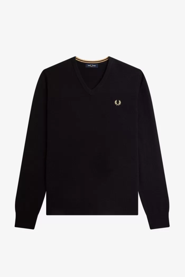 Fred Perry Classic V-Neck Men’s Jumper Black YCVQP0698