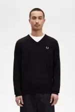 Fred Perry Classic V-Neck Men’s Jumper Black YCVQP0698