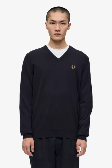 Fred Perry Classic V-Neck Men’s Jumper Navy VIJBT0159