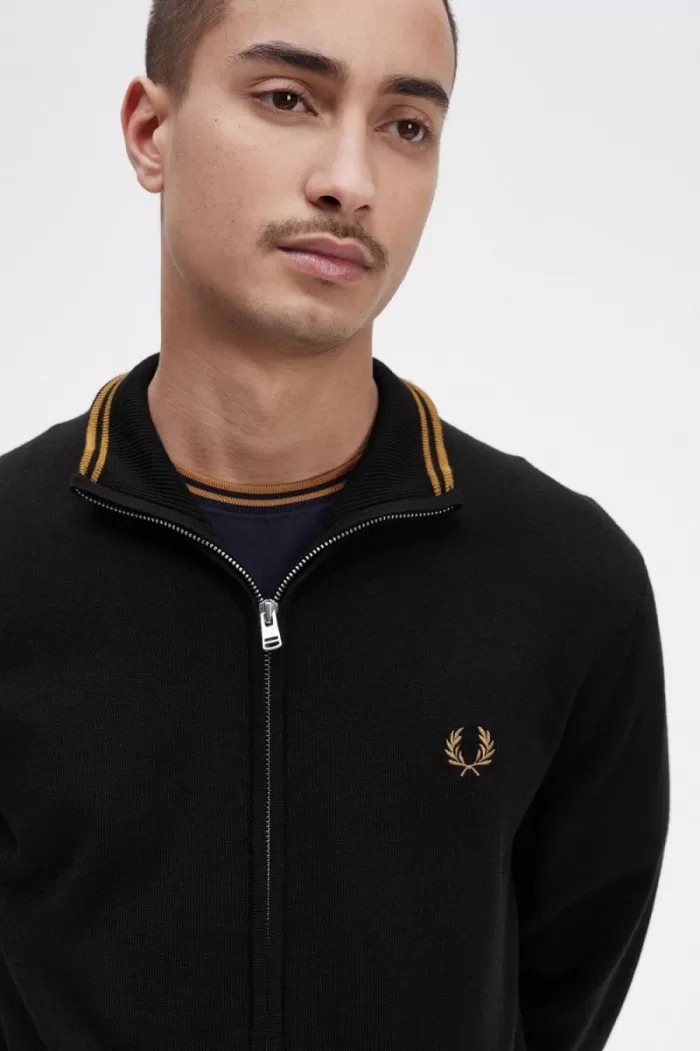 Fred Perry Classic Zip Through Men’s Cardigan Black XROCG4061