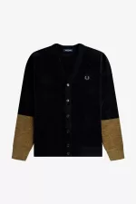 Fred Perry Colour Block Chenille Men’s Cardigan Black BVXIA6497