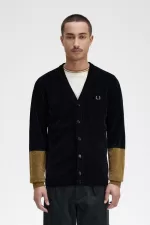 Fred Perry Colour Block Chenille Men’s Cardigan Black BVXIA6497