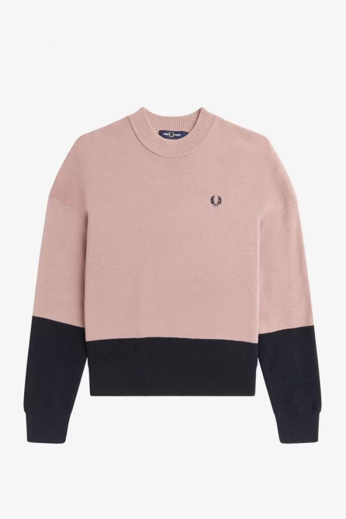 Fred Perry Colour Block Women’s Jumper Dusty Rose Pink VRHJA0495