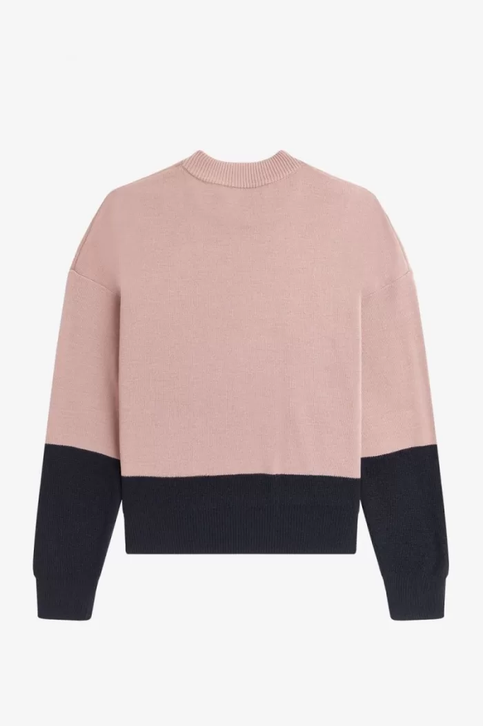 Fred Perry Colour Block Women’s Jumper Dusty Rose Pink VRHJA0495