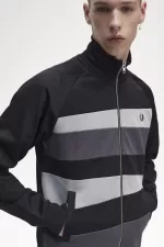 Fred Perry Contrast Panel Men’s Track Jackets Black FUKLT7103