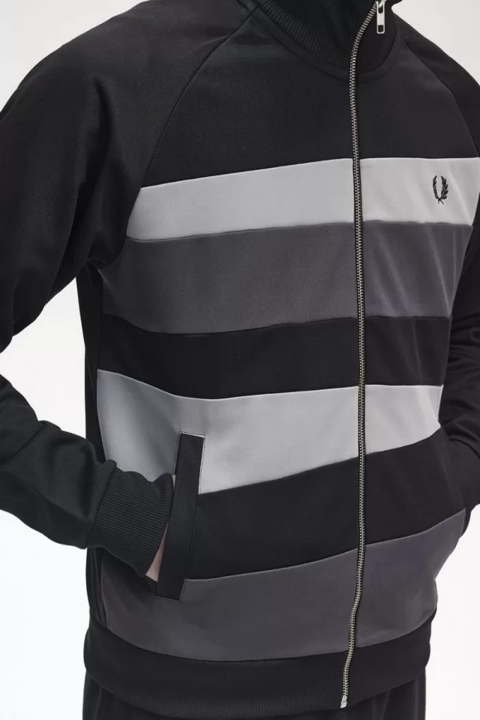 Fred Perry Contrast Panel Men’s Track Jackets Black FUKLT7103