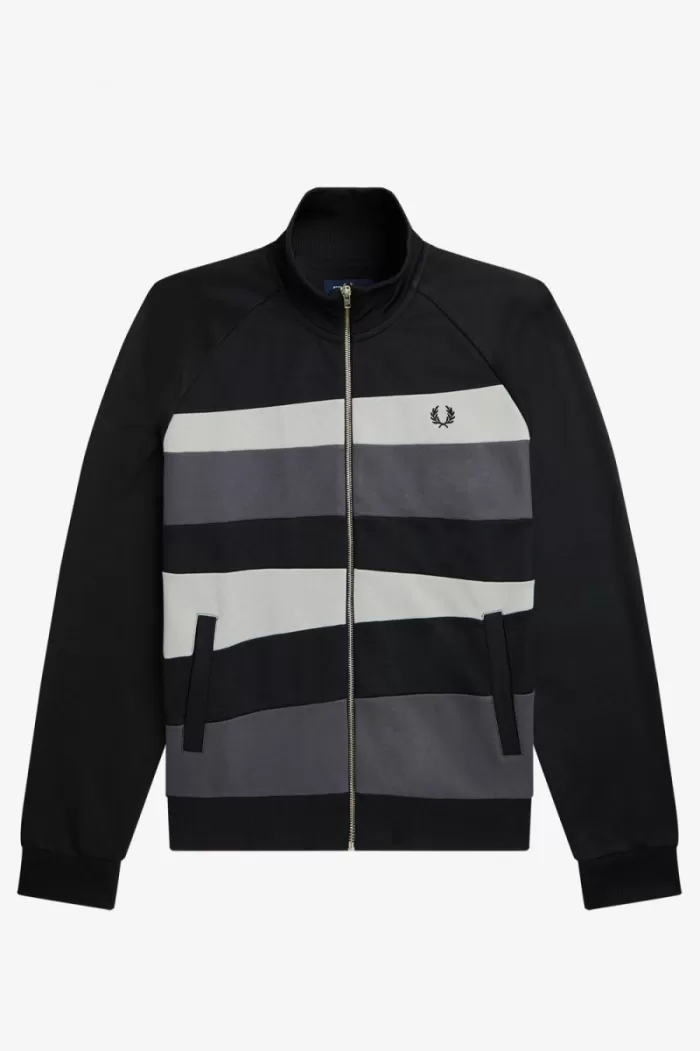 Fred Perry Contrast Panel Men’s Track Jackets Black FUKLT7103