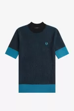 Fred Perry Contrast Rib Short Sleeve Women’s Jumper Black XHFQO7019