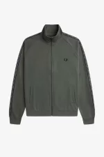 Fred Perry Contrast Tape Men’s Track Jackets Field Green Black XOMAS7806