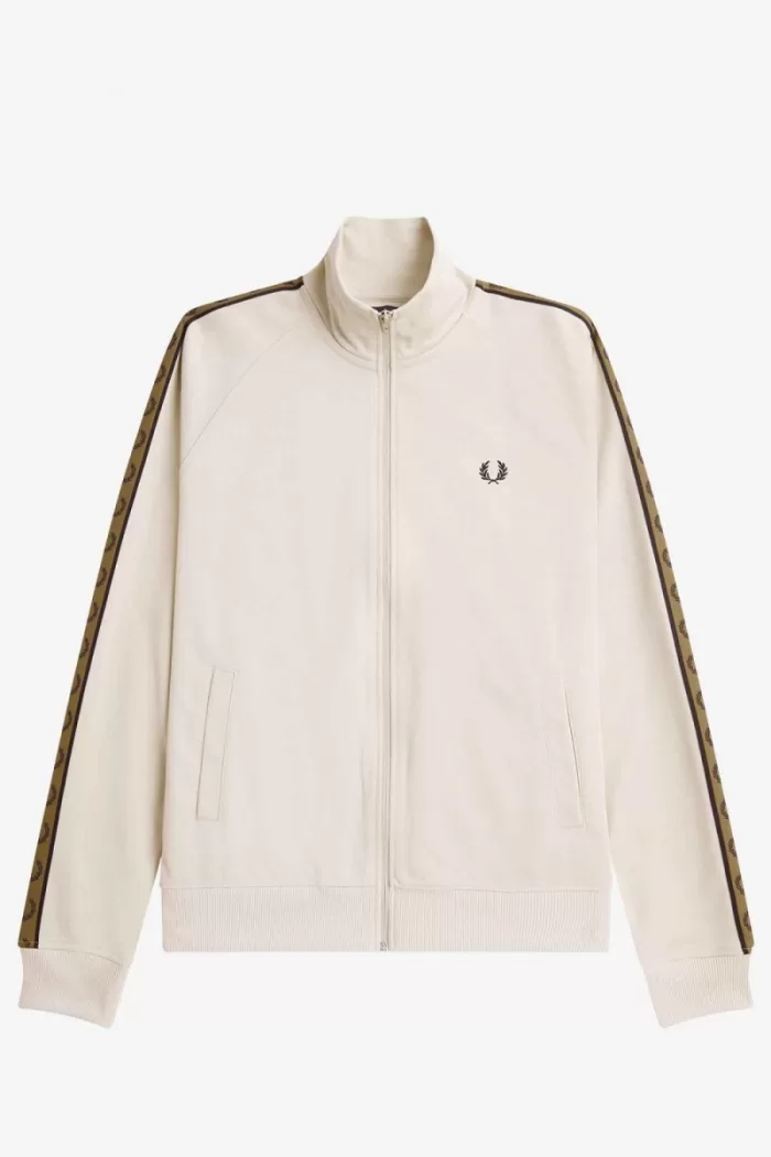 Fred Perry Contrast Tape Men’s Track Jackets Oatmeal Brown KWUCF3780