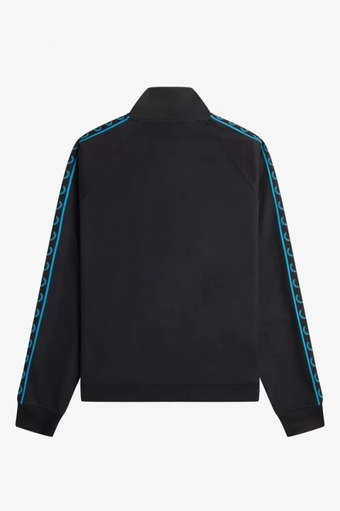 Fred Perry Contrast Tape Men’s Track Jackets Black Cyber Blue BDNSO1607