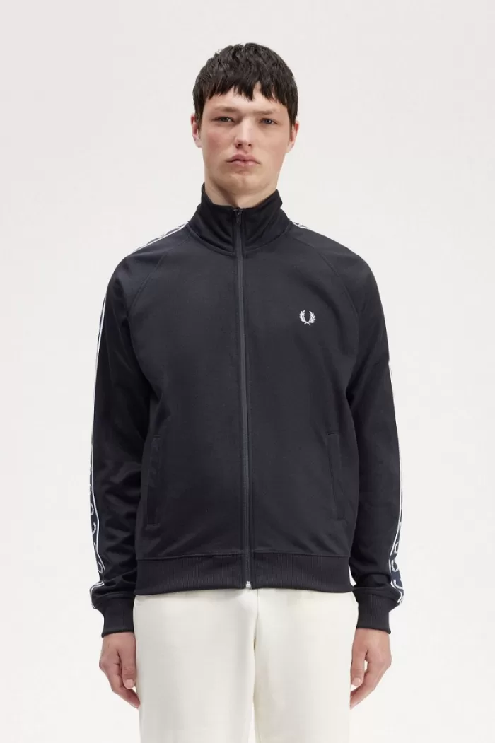 Fred Perry Contrast Tape Men’s Track Jackets Navy Navy EYZSJ5862