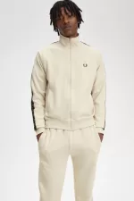 Fred Perry Contrast Tape Men’s Track Jackets Oatmeal Warm Grey IWYRF2508