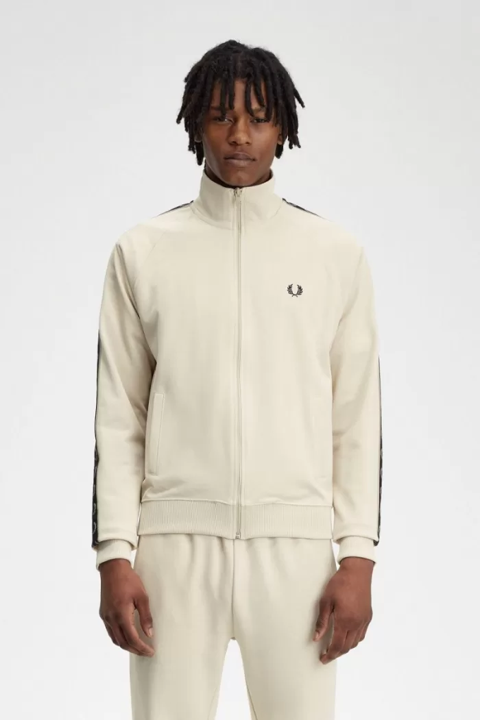 Fred Perry Contrast Tape Men’s Track Jackets Oatmeal Warm Grey IWYRF2508