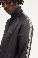 Fred Perry Contrast Tape Men’s Track Jackets Anchor Grey Black MYTAZ6384