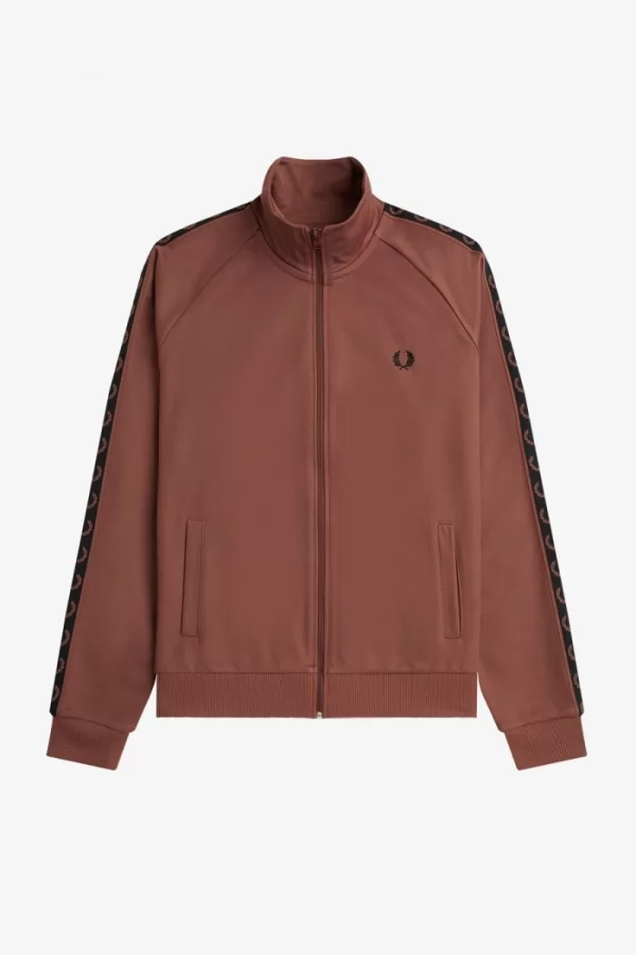 Fred Perry Contrast Tape Men’s Track Jackets Whisky Brown Black EROBY2648