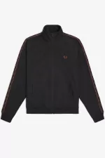 Fred Perry Contrast Tape Men’s Track Jackets Black Whisky Brown PHWVQ7639