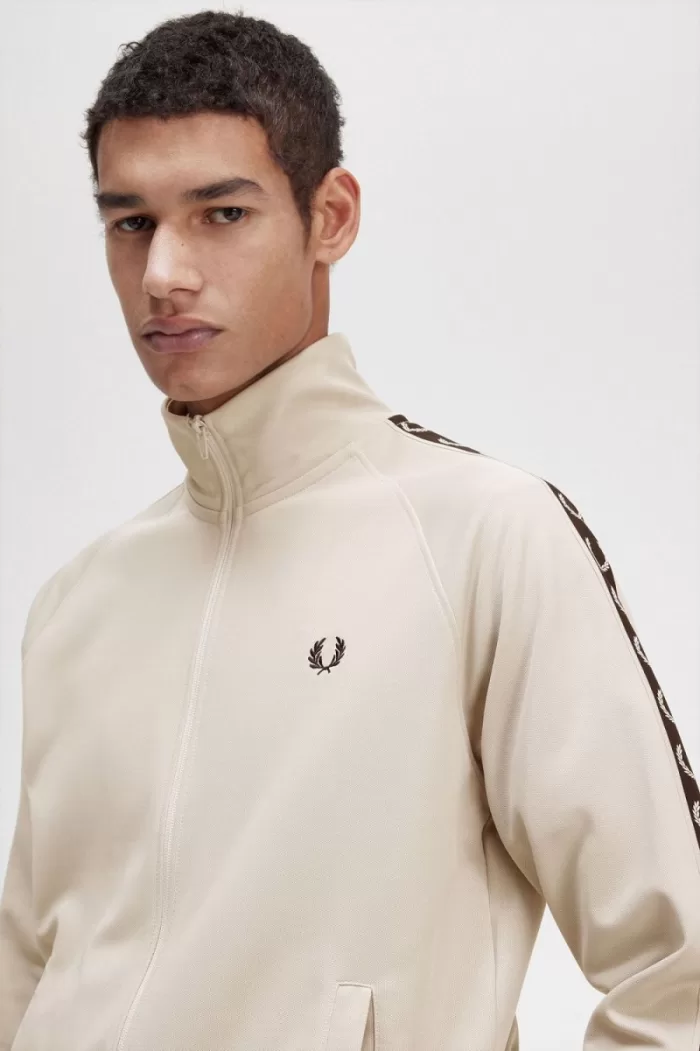 Fred Perry Contrast Tape Men’s Track Jackets Light Mint Black TCSOY8127