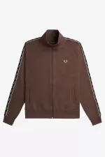 Fred Perry Contrast Tape Men’s Track Jackets Dark Red Warm Grey PENGF1258